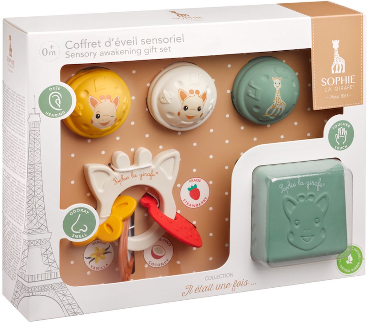 Sophie de giraf sensory awakening cadeauset - met bijtspeeltje en sensorisch speelgoed - perfect kraamcadeau