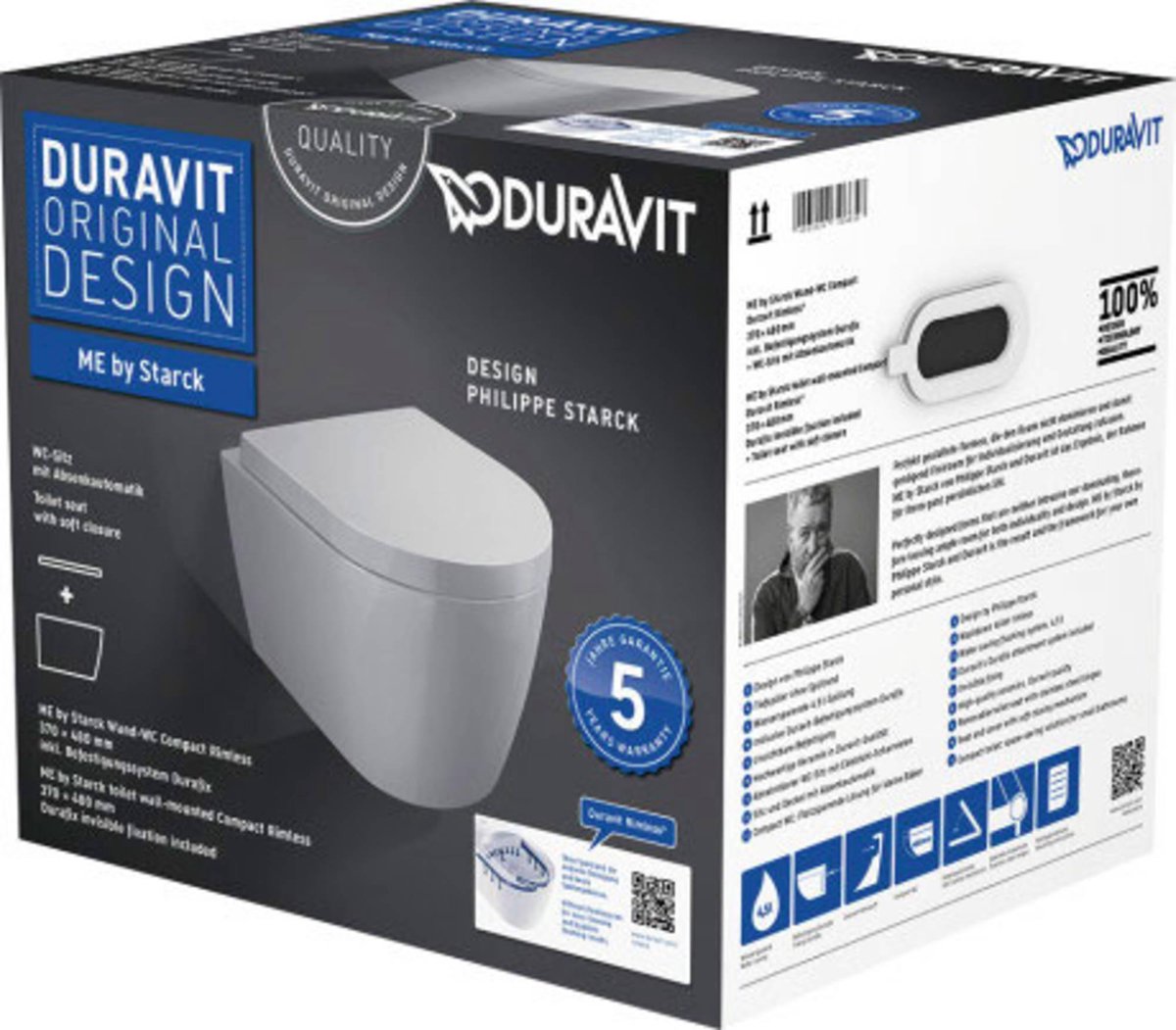 Duravit me by starck pack wandcloset compact met softclose zitting wit
