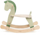 Caballito balancín de madera Polarb – con respaldo, asas y reposapiés – verde