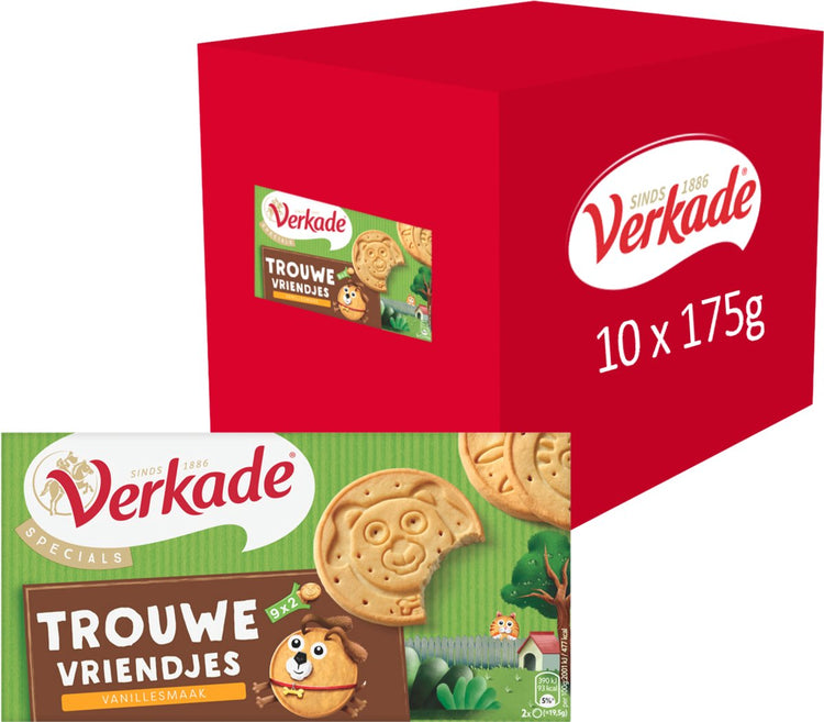 Verkade - koek - trouwe vriendjes met vanille koekjes - 10 x 175 gram