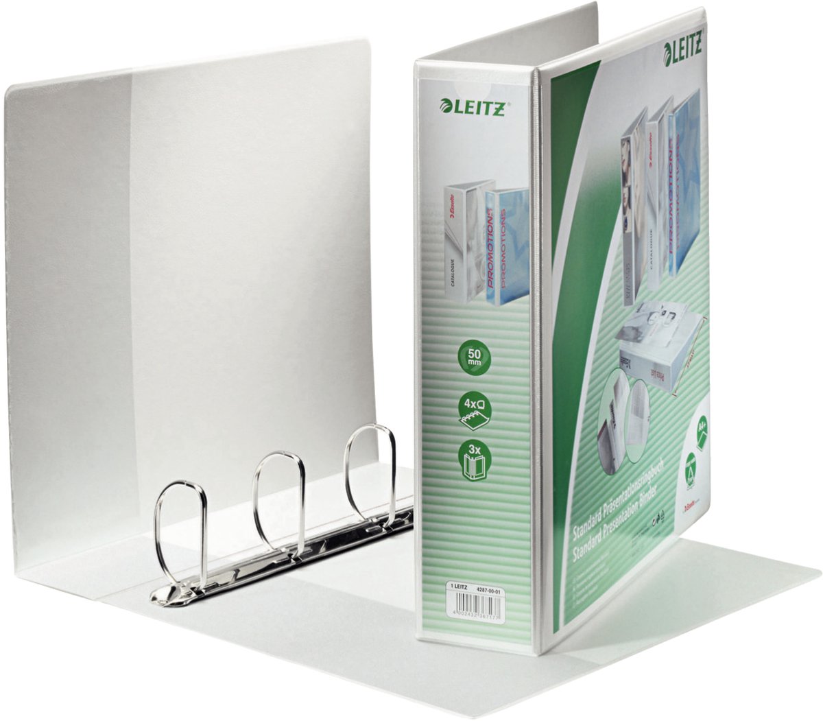 Leitz presentation ring binder a4 extra wide white four d rings