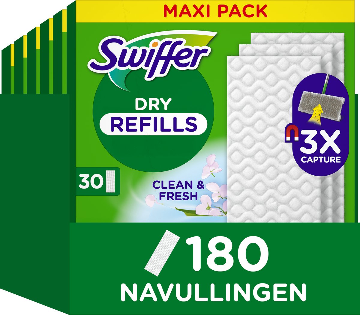Salviette lavapavimenti Swiffer Dry - 6 x 30 ricariche per lavapavimenti