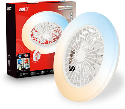 Briloner fantus - plafondventilator met verlichting - led plafondlamp met ventilator - ventilator lamp dimbaar - 5 snelheden - ø48,5cm - wit