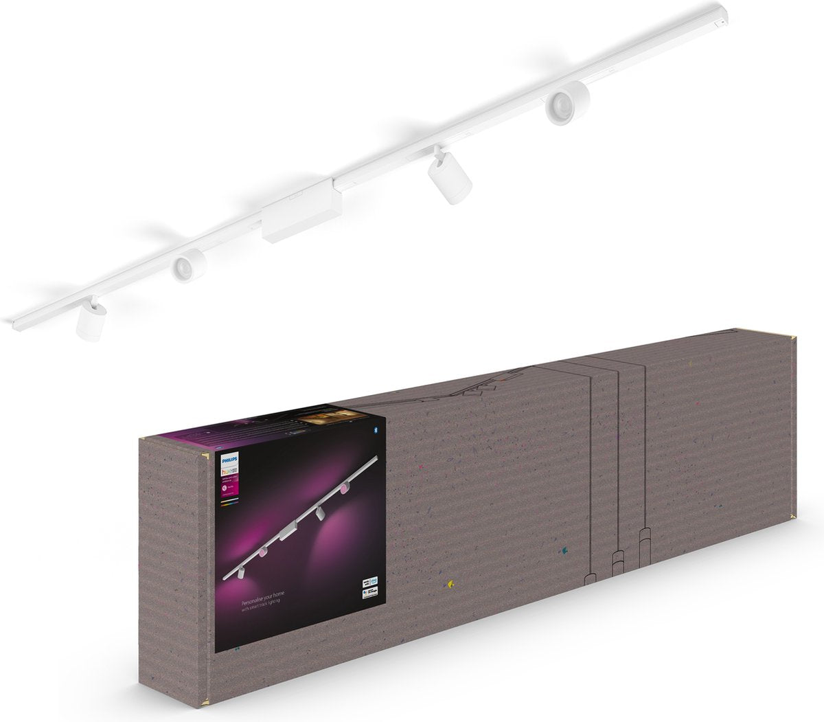 Philips hue perifo railverlichting plafond - wit en gekleurd licht - 4-spots - wit - basisset
