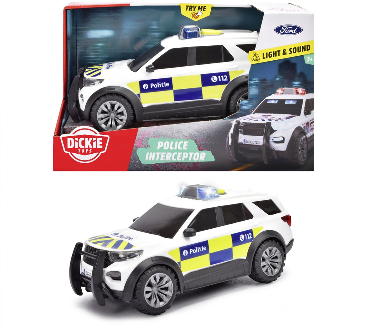 Dickie Toys - vehículo de juguete - interceptor de coche de policía - Ford - versión belga