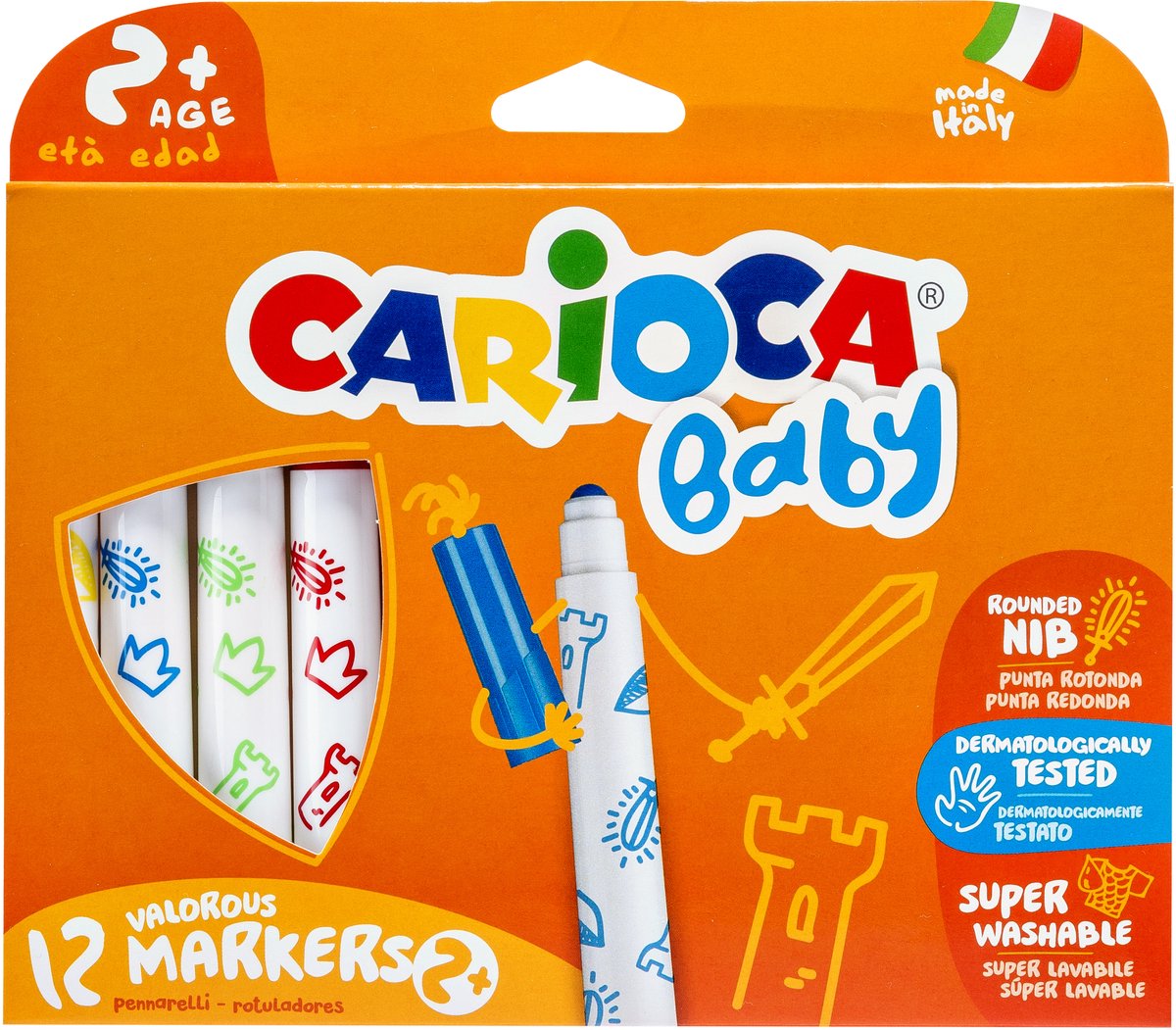 Carioca baby 2+ super washable viltstiften 12st krt ds