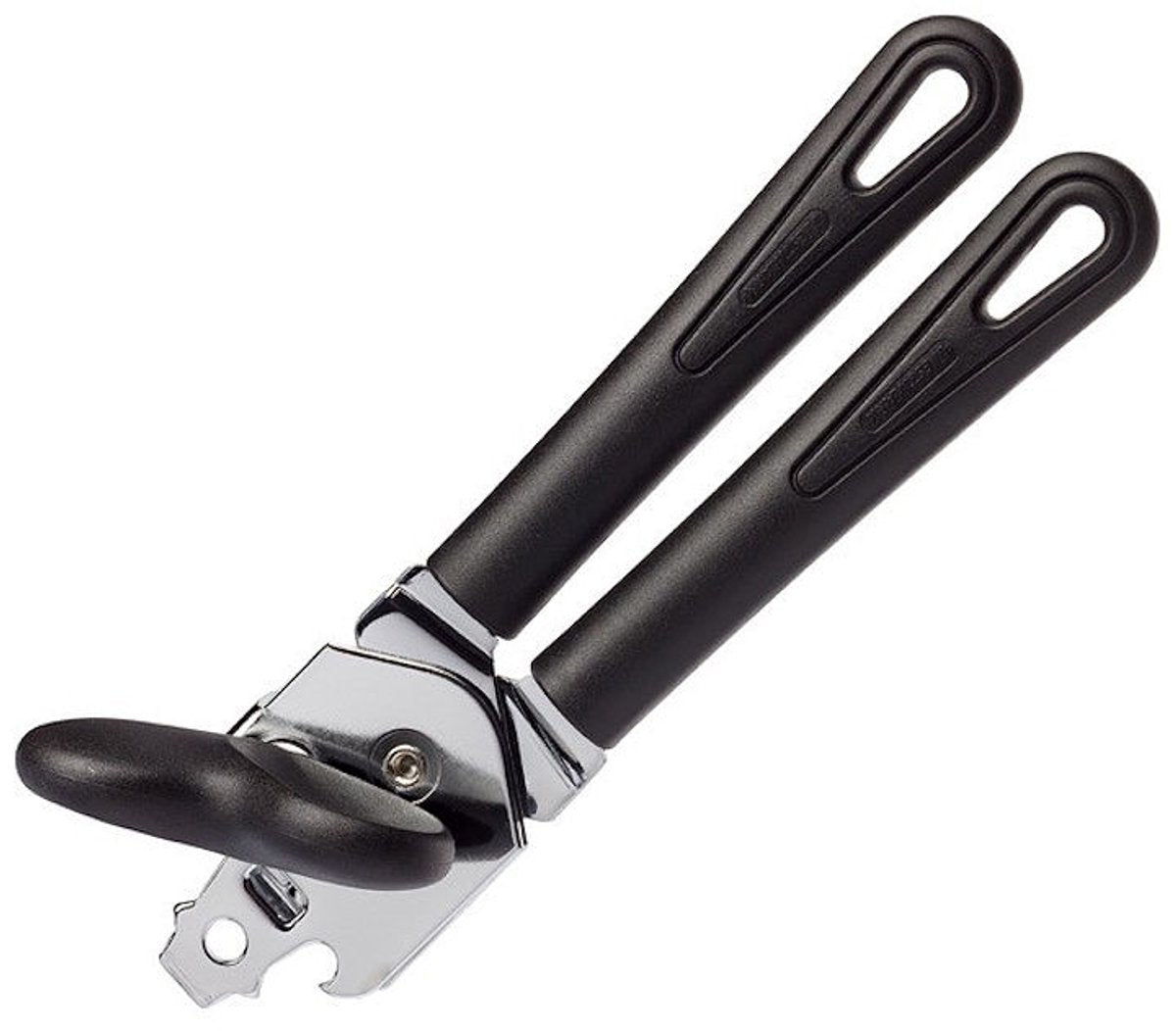 Abrelatas Westmark, utensilio de cocina suave y negro, abrelatas de acero.