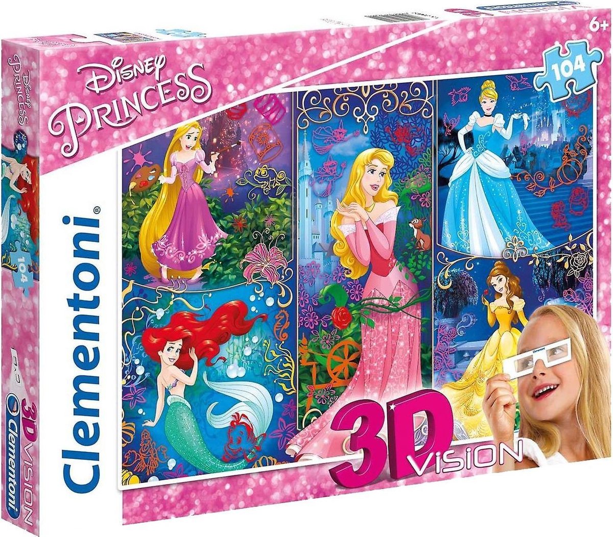 Clementoni puzzle 3D vision princesas Disney 104 piezas