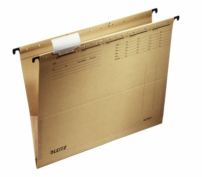 Leitz alpha® a4 hanging file with bellows - 25 pieces - v-bottom - natural brown