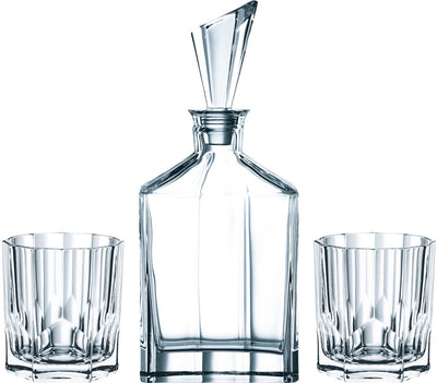 Juego de whisky Nachtmann Aspen, 3 piezas, cristal transparente, punta de regalo