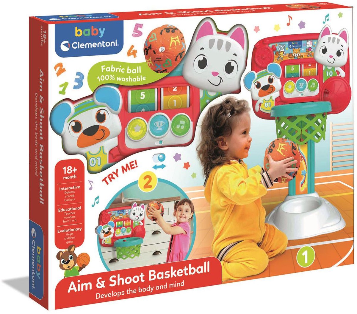 Clementoni baby aims and shoots basketball
