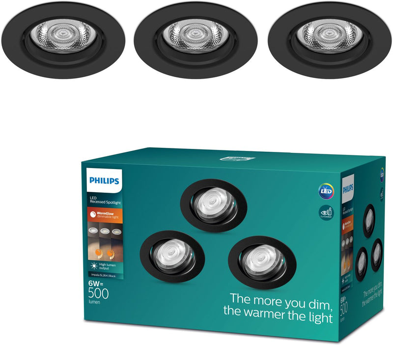 Philips LED Philips Impala foco empotrable - 3 luces - negro - redondo