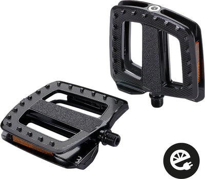 Bbb cycling bicycle pedals anti-slip - ergobase hp aluminum - e-bike certified - ergonomic - bicycle pedals universal: electric bicycle cargo bikes - black - flat pedals - bpd-49