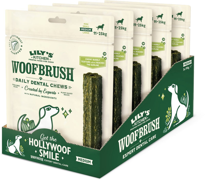 Lily's Kitchen - snack per cani - masticazione dentale naturale woofbrush - medio 5 x 196 g