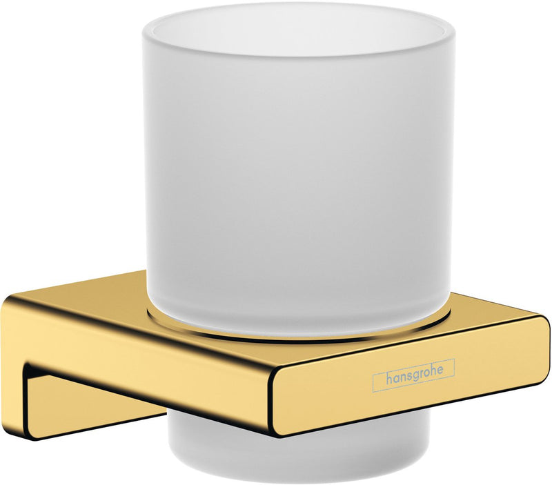 Portabicchiere Hansgrohe Addstoris con vetro, oro lucido