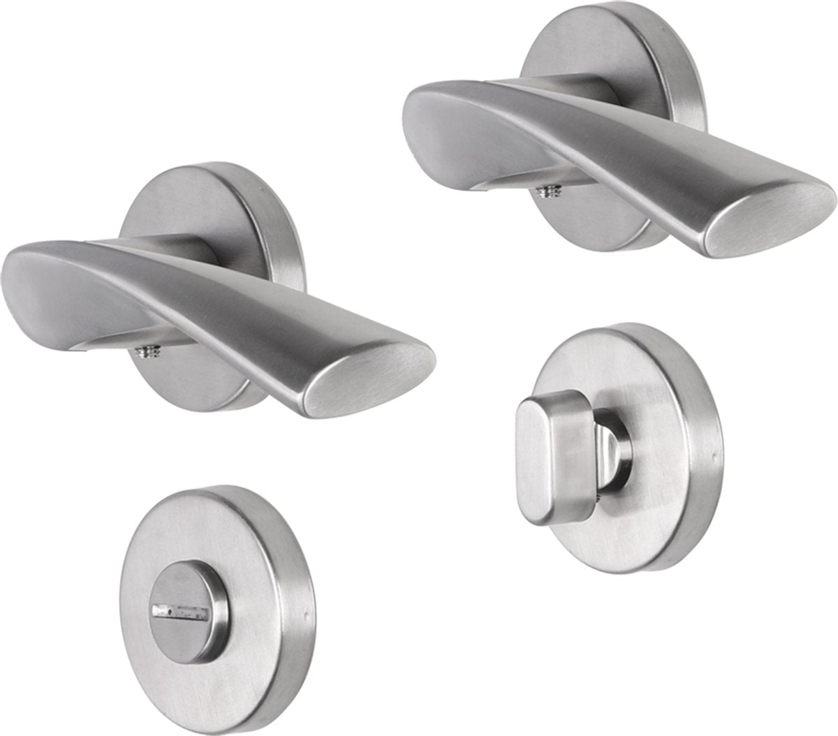 Maniglia per porta Impresso - Wigston - per interni - rotonda con rosetta per WC rotonda - acciaio inossidabile - 2 pezzi