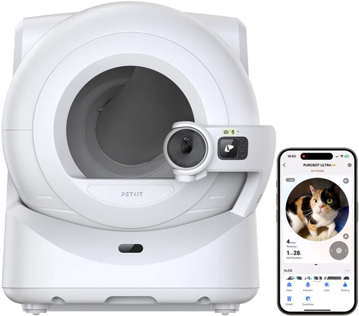 Petkit - purobot ultra - automatische kattenbak - met camera - revolutionaire 360° - gedragsmonitoring - diergezondheid