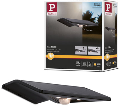 Paulmann iluminación solar LED para números de casa Yoko detector de movimiento (IR) controlado por el crepúsculo IP44 3000K 42lm antracita
