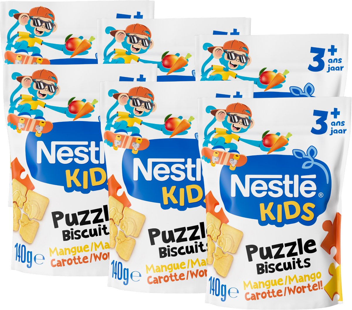 Nestlé puzzle per bambini biscotto mango carota - snack per bambini - 3+ anni - 6 x 140 g