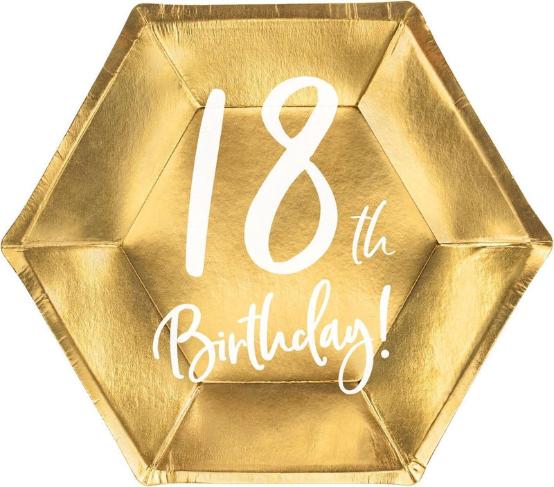 Piatti decorativi per feste 18° compleanno oro (6 pezzi)