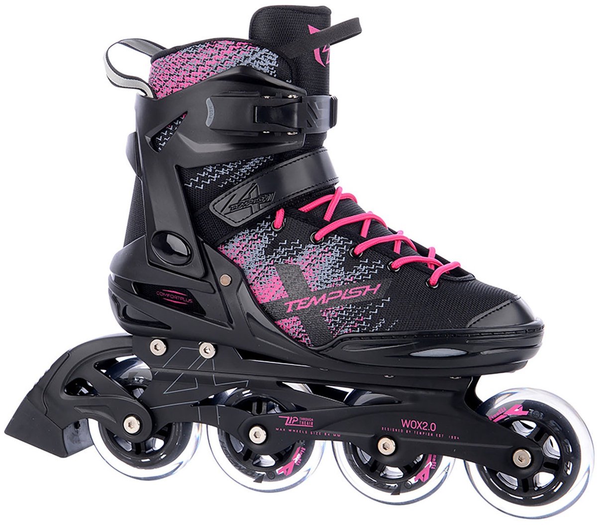 Tempish wox 2.0 lady inline skates - 84mm - fitness - zwart roze - maat 37