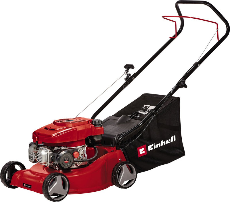 Cortacésped de gasolina Einhell GC-PM 40 2 - 132 cm³ - 2 kW - 4 tiempos - ancho de corte: 40 cm - superficie de césped recomendada: hasta 800 m² - recipiente colector de 45 l - altura de corte: 25-60 mm
