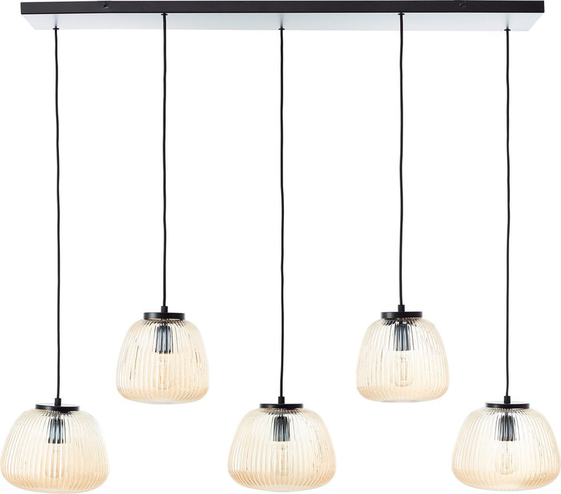 Brilliant kaizen - hanglamp - 5-lichts - e27 max 5x25w - glas - amber - zwart