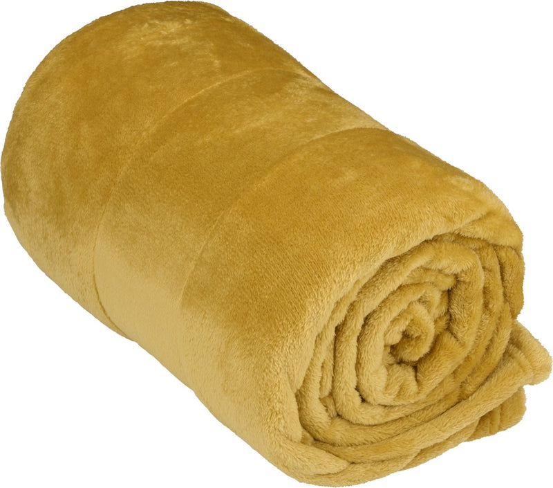 Coperta in pile Arti casa 150 x 200 cm - coperta a quadri per divano, letto o esterno - decorazione della casa, soggiorno e camera da letto - materiale super morbido - giallo senape