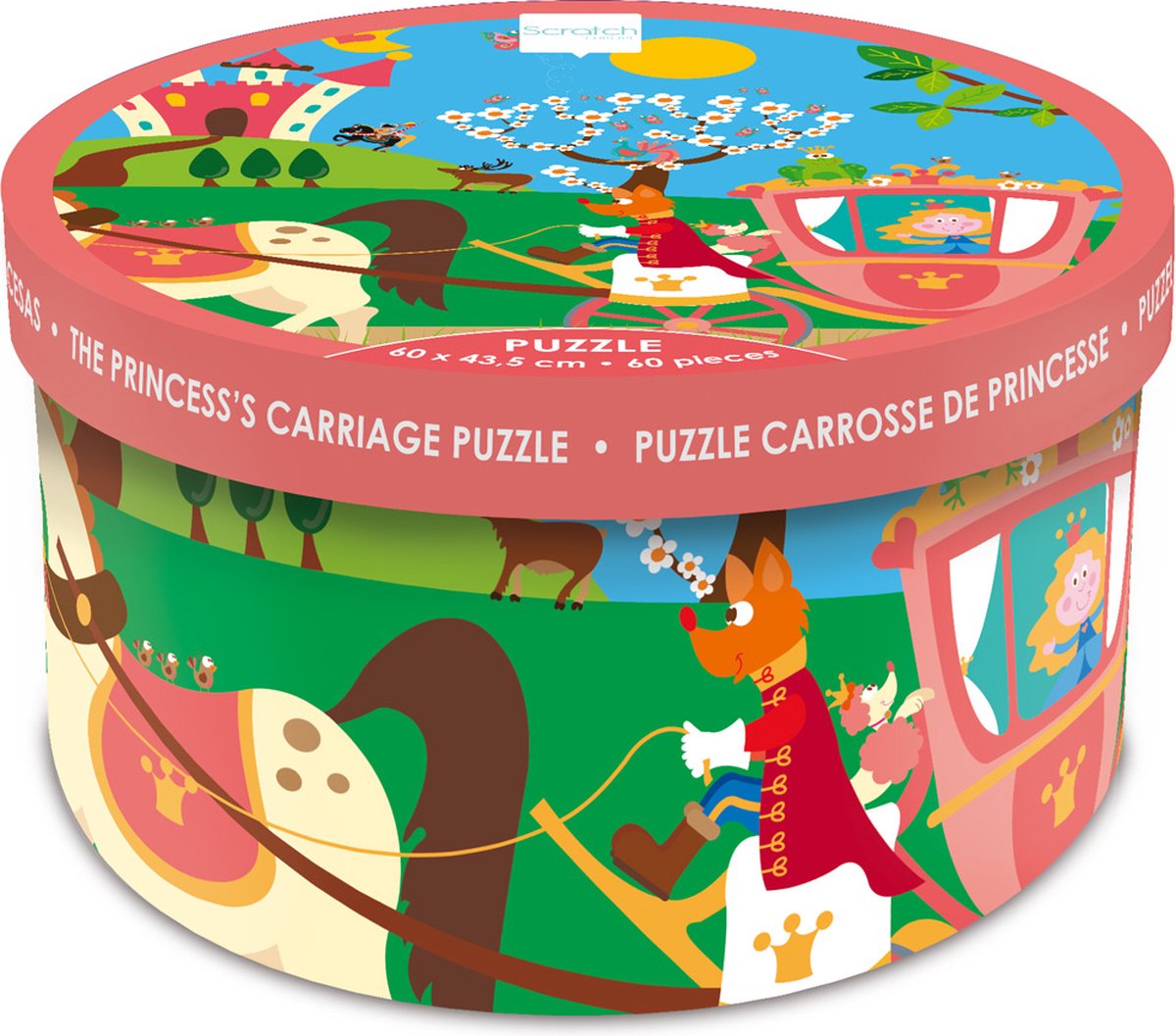Puzzle da grattare - carrozza della principessa - 60x43,5 cm - 60 pezzi - 4 anni