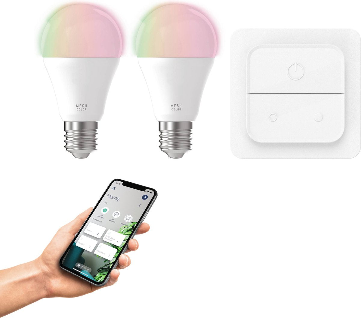 Eglo connect.z smart starterspakket - 2x e27 led lampen - wall switch - instelbaar rgb wit licht - dimbaar - zigbee