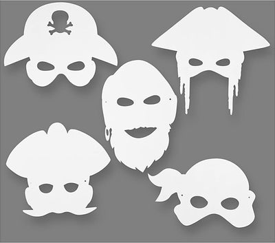 Creative Company Maschere pirata, H: 16-26 cm, B: 17,5-26,5 cm, 230 gr, bianco, 16 pezzo 1 scatola