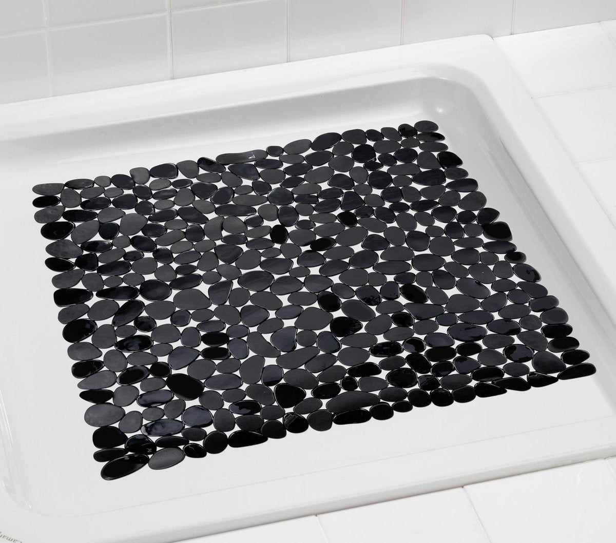 Wenko anti-slip douchemat paradise 54x54cm zwart - antislipmat voor douche - met zuignappen