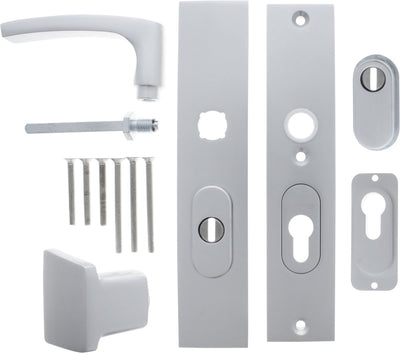 Juego de seguridad Starx - aluminio f1 - aluminio - - manija de puerta y en skg*** con protección contra tracción del núcleo 195x50mm pc55 72 aluminio f1