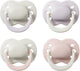 Ciuccio Tommee Tippee per neonati - 0-2 mesi - 4 pezzi - ciuccio ortodontico -100% silicone senza BPA - prugna chiaro e zucchero filato