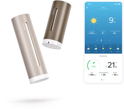 Netatmo slim weerstation original – 2e generatie – co2 geluidsmeter – temperatuur, luchtkwaliteit, uv pollen – binnen buiten – werkt met apple home, alexa, google