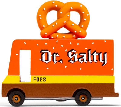 Candylab juguetes camionetas candycar: camioneta pretzel - dr. salado (f028) 8,4x4,1x6,5cm, fundición a presión de madera, en caja de regalo, 3+