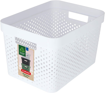 Caja de almacenamiento Curve Infinity con puntos reciclados - 17 litros - blanco