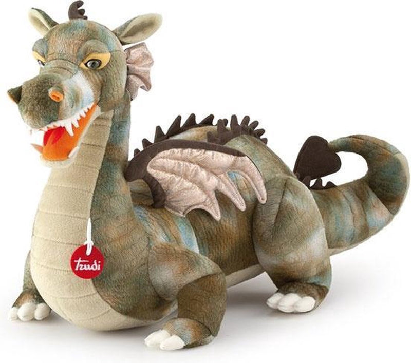 Trudi - peluche dragón drago arancio 24 cm - hecho a mano en Italia - peluche suave - peluche para niños y niñas - verde naranja - 35x26x24 cm talla s