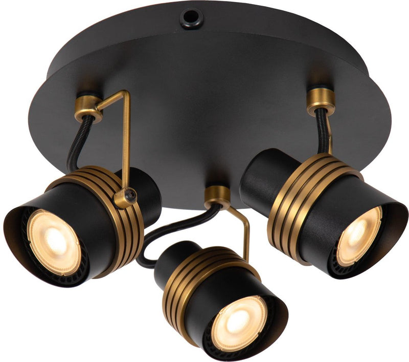 Lucide tundran - faretto da soffitto (lampada da soffitto) - ø 21 cm - 3xgu10 - nero