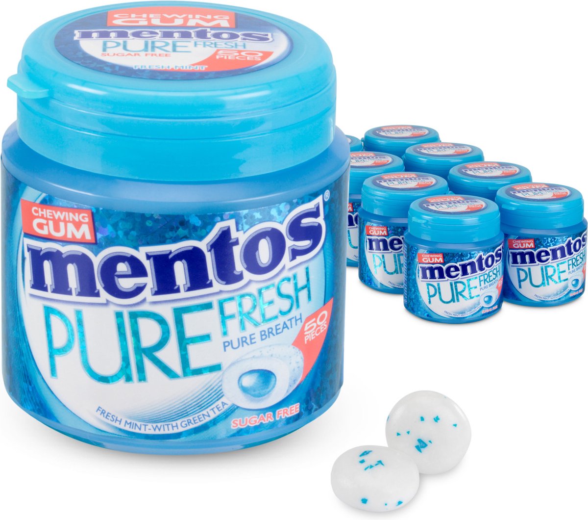 Mentos gum pure fresh freshmint - kauwgom - suikervrij - 8x50stuks