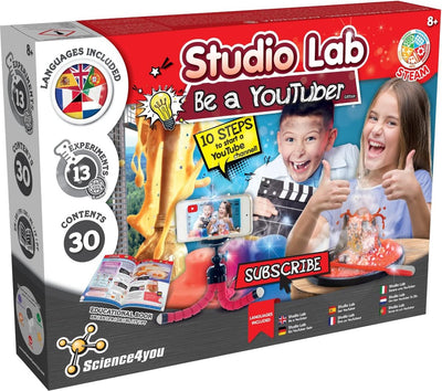 Science 4 you science4you be a youtuber – science experiment box – 13 viral experiments with camera green screen – from 8 years