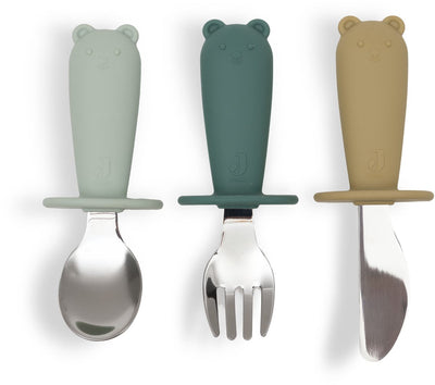 Set posate per bambini Jollein - posate per bambini in silicone - sfumature giada