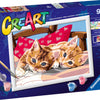 Ravensburger Creart Painting en el número dos abrazados gatos