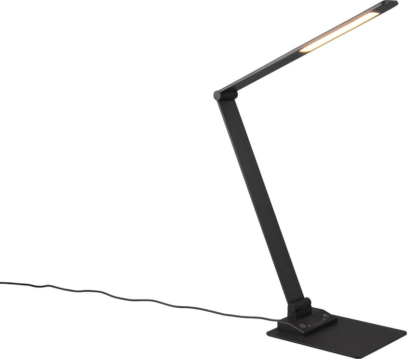 Trio travis - lámpara de mesa - lámpara de escritorio - negro mate - incl. 1x SMD 6,5W - atenuador integrado - función de memoria - puerto USB - función de carga