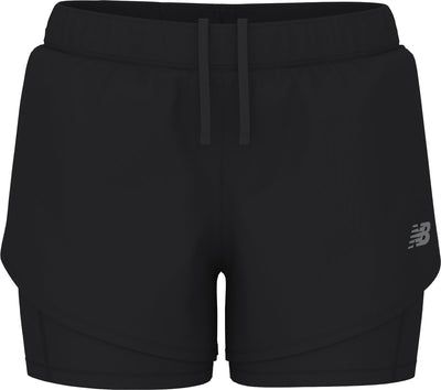New balance sport 2 en 1 shorts 3 pantalones deportivos para mujer - negro