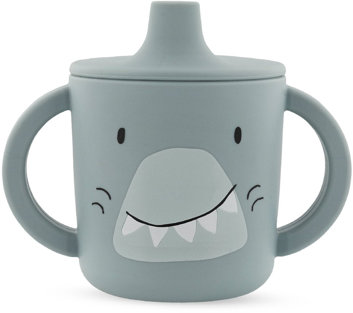 Tazza con beccuccio Trixie - mr. squalo - bicchiere per bebè - bicchiere antigoccia - per bambini dai 4 mesi - in silicone - lavabile in lavastoviglie