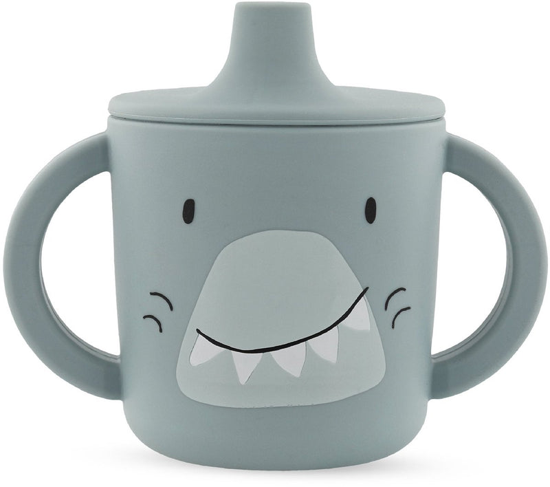 Tazza con beccuccio Trixie - mr. squalo - bicchiere per bebè - bicchiere antigoccia - per bambini dai 4 mesi - in silicone - lavabile in lavastoviglie