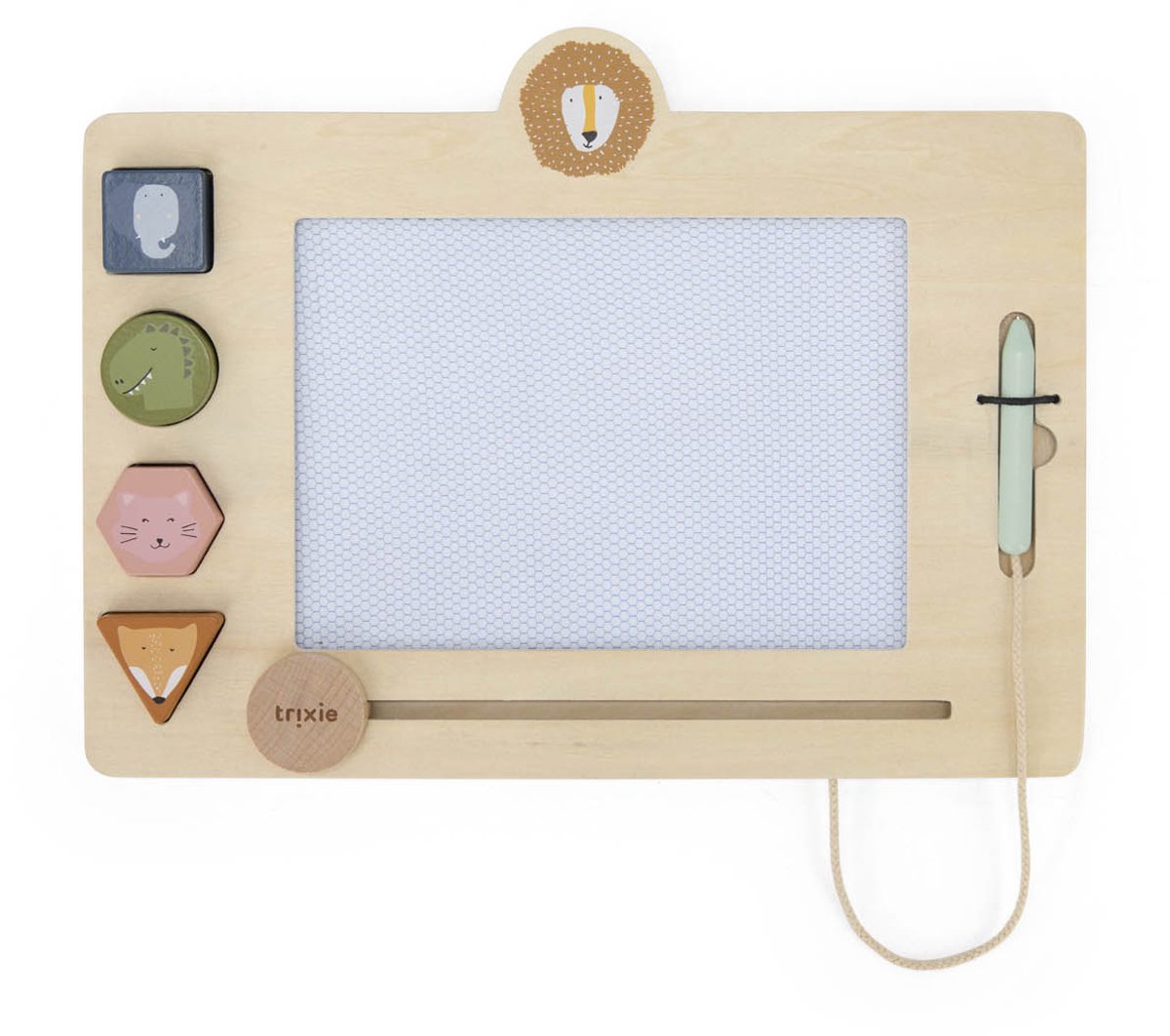 Trixie tablero de dibujo de madera – 18m+ – con sellos – madera FSC – borrable – juguetes para niños
