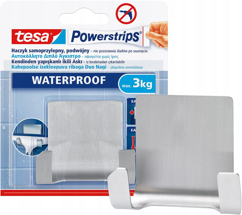Prese multiple Tesa doppio gancio in acciaio inox - capacità di carico 3kg - resistente all'acqua