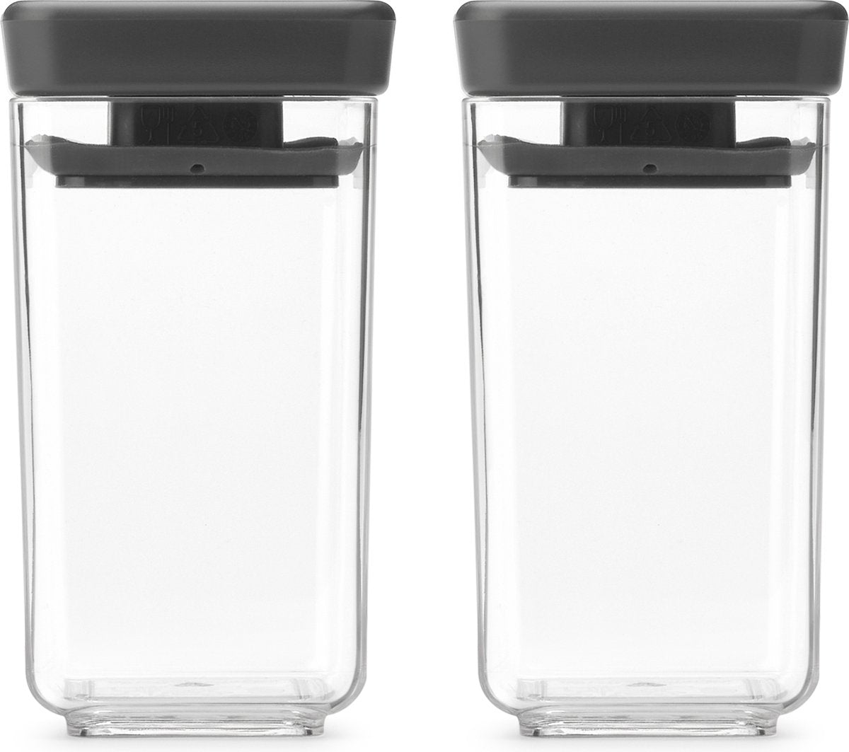 Brabantia tasty+ voorraadbussen - stapelbaar - 2 x 0,15 l - dark grey